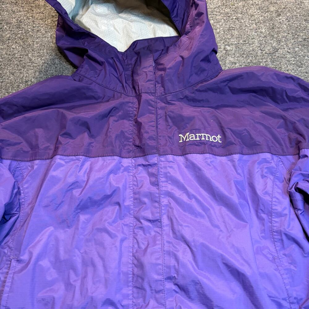 Marmot Womens Rain Jacket Large L Purple Two Tone Waterproof Hooded Coat Shell - Picture 3 of 8